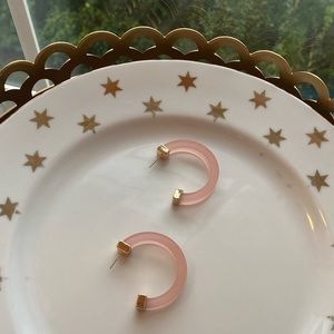 NWT Pink Acrylic Hoop Earrings with Gold Accents
